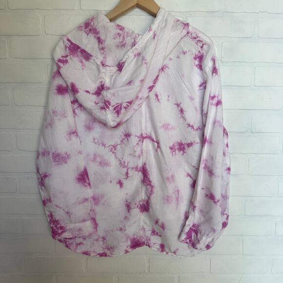 Rachel Zoe Women's 100% Linen Purple Tie Die Lightweight Jacket Beach Top sz L - Picture 2 of 6